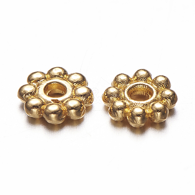 Alloy Daisy Spacer Beads TIBEB-S039-064G-RS-1
