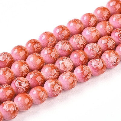Baking Paint Glass Beads Strands DGLA-N008-8mm-01-1