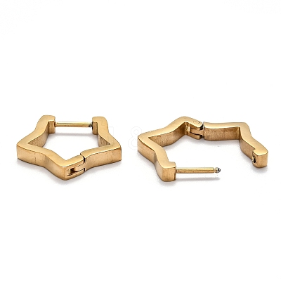304 Stainless Steel Star Huggie Hoop Earrings STAS-J033-06G-1