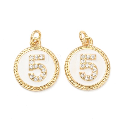Brass Micro Pave Clear Cubic Zirconia Charms ZIRC-J040-44G-05-1
