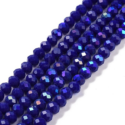 Electroplate Opaque Solid Color Glass Beads Strands X1-EGLA-A034-P4mm-L12-1