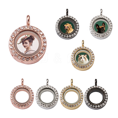 4Pcs 4 Colors Alloy Glass Crystal Rhinestone Pendants PALLOY-TA0002-37-1