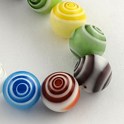 Handmade Millefiori Glass Round Beads Strands LK-R004-94-1