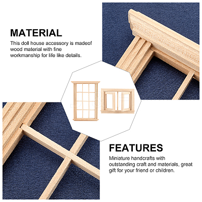 2Pcs 2 Styles Mini-Display Wood Windows DJEW-OC0001-12-1