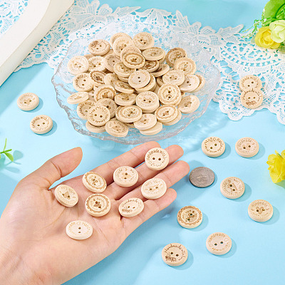 200Pcs 8 Styles Wood Buttons BUTT-TA0001-34-1