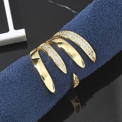 Brass Micro Pave Clear Cubic Zirconia Cuff Rings LS-RJEW-M029-03G-1