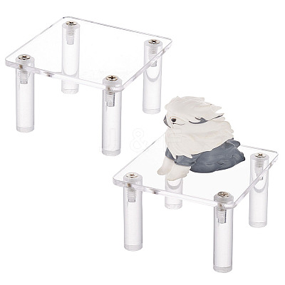 Square Transparent Acrylic Minifigure Display Stands ODIS-WH0002-48A-1