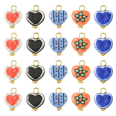 10Pcs 5 Colors Handmade Porcelain Pendants PALLOY-YW00134-1