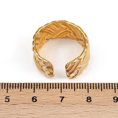 304 Stainless Steel Adjustable Enamel Cuff Rings for Women LS-RJEW-A074-06G-1
