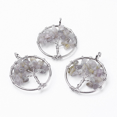 Natural Labradorite Pendants X-G-E419-16P-1