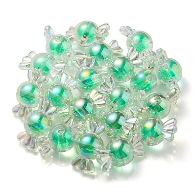 UV Plating Rainbow Iridescent Acrylic Beads PACR-E001-01C-1