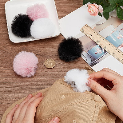6Pcs 3 Colors Polyester Plush Pompom Ball Brooch JEWB-NB0001-24A-1