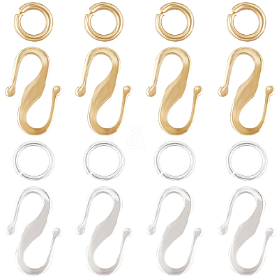 60Pcs 2 Color Brass S Hook Clasps KK-CN0002-84-1