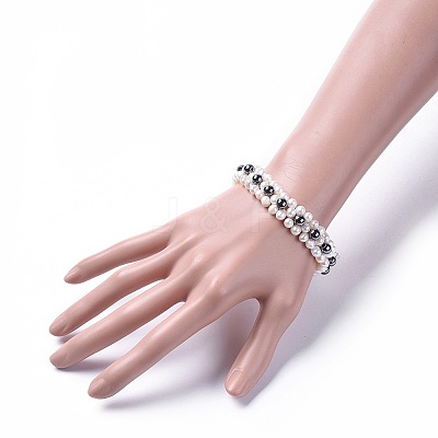 Non-Magnetic Synthetic Hematite Beads Bracelets BJEW-JB04605-1