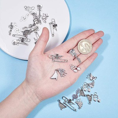 Sets of Musical Instruments Tibetan Style Alloy Pendants TIBEP-PH0004-17AS-1