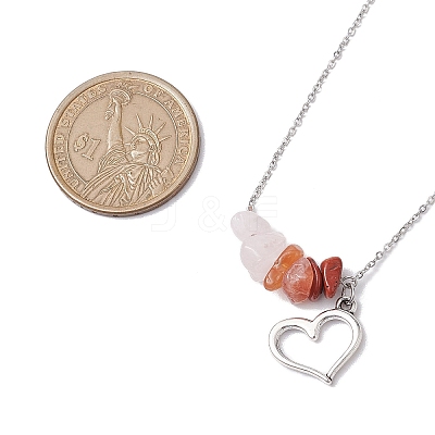 Gradient Color Gemstone Chip & Alloy Pendant Necklaces NJEW-JN05074-1