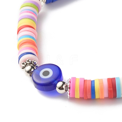 Handmade Polymer Clay Heishi Beads Stretch Bracelet BJEW-JB07372-1