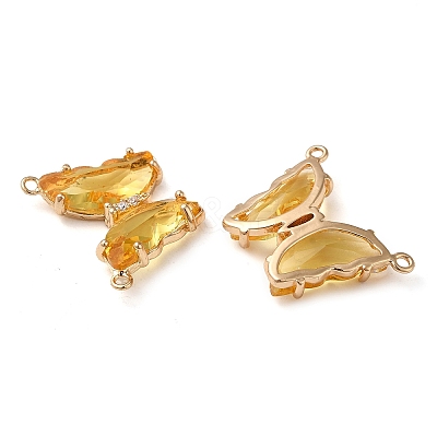 Brass Pave Faceted Glass Connector Charms FIND-Z020-03O-1