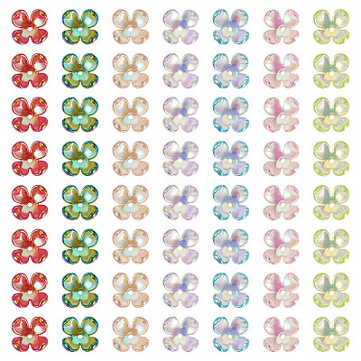 42Pcs 7 Colors Electroplate Acrylic Bead Caps OACR-TA0014-43-1