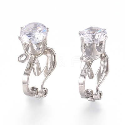 Brass Clip-on Earring Findings X-KK-L198-011P-1