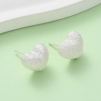 Brass Textured Stud Earrings EJEW-A143-02B-S-1