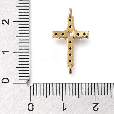 Brass Pave Black & Clear Cubic Zirconia Connector Charms KK-M101-02B-G-1