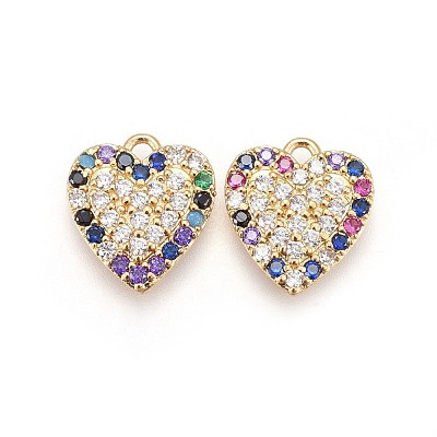 Brass Micro Pave Cubic Zirconia Pendants KK-I648-08B-1