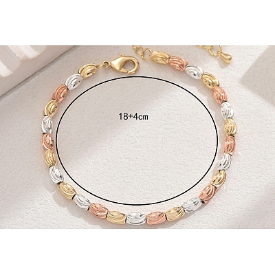 French Classic Style Brass Grooved Oval Beaded Bracelets for Women JM7505-1-1