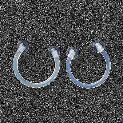Acrylic Circular/Horseshoe Barbell with Double Round Ball X1-AJEW-P084-04B-1