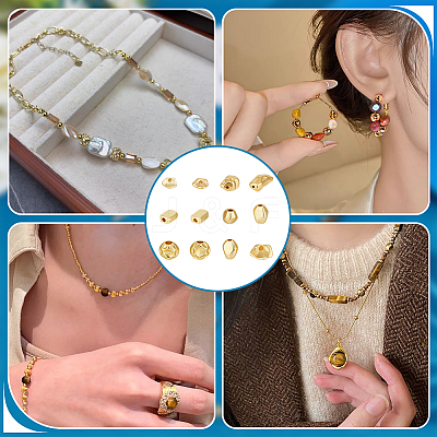 60Pcs 12 Styles Brass Beads KK-PH0015-25-1