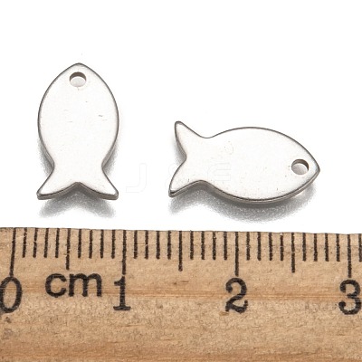 Tarnish Resistant 304 Stainless Steel Fish Charms STAS-M037-08-1