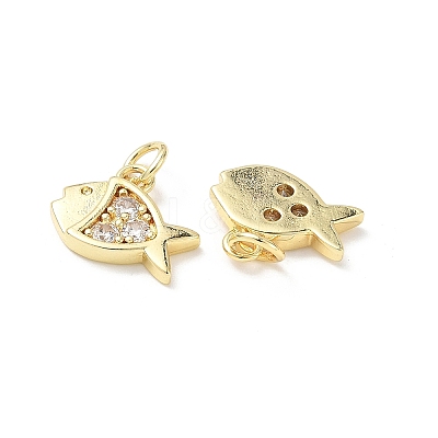 Brass Micro Pave Cubic Zirconia Charms KK-C104-08G-1