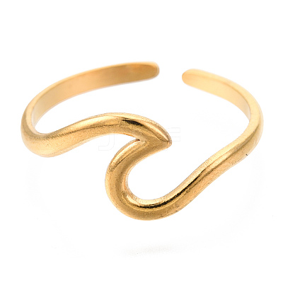 Ion Plating(IP) 304 Stainless Steel Sea Wave Cuff Rings X-RJEW-N038-115LG-1