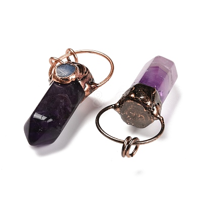 Natural Amethyst Big Pointed Pendants G-M383-21D-1