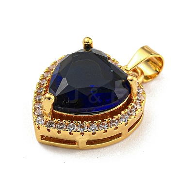 Rack Plating Brass Micro Pave Cubic Zirconia Pendants KK-H469-02G-1