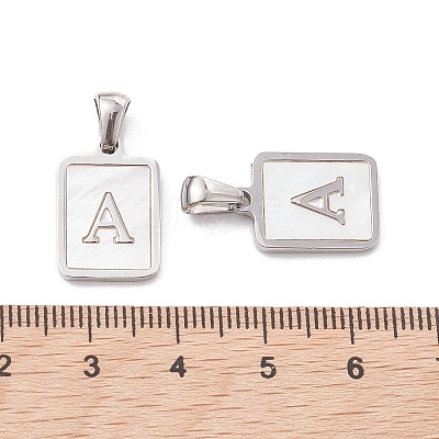 304 Stainless Steel Pave Shell Pendants STAS-G327-01P-A-1