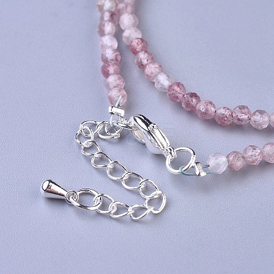 Natural Strawberry Quartz Beaded Necklaces NJEW-K114-B-A14-1