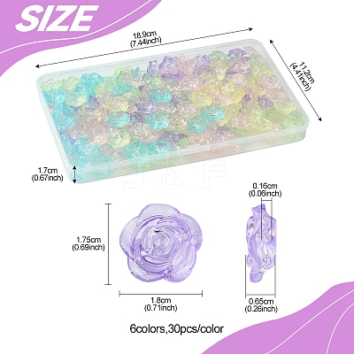 180Pcs 6 Colors Transparent Acrylic Beads OACR-FS0001-91-1