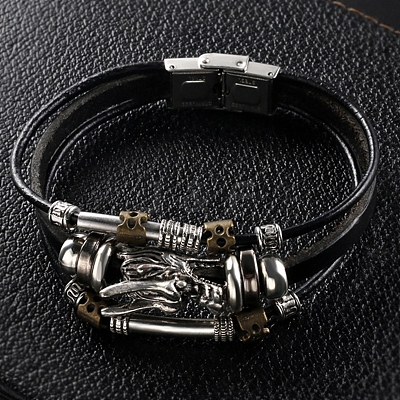 Leaehet Cords Multi-strand Bracelets PW-WG21659-01-1
