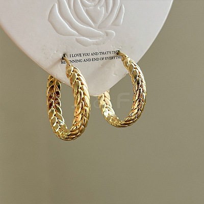 Retro Leaf Brass Hoop Earrings for Womenes BM9538-1-1