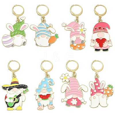 8Pcs Easter Theme Alloy Enamel Pendant Locking Stitch Markers HJEW-FS00101-02-1