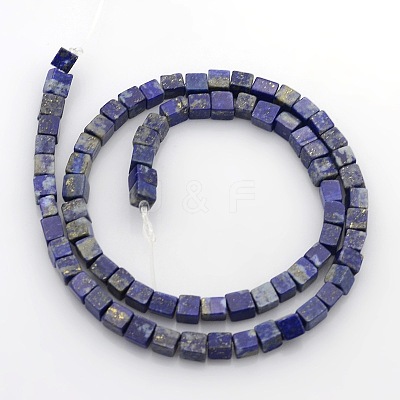Cube Natural Lapis Lazuli Beads Strands G-P057-02-1