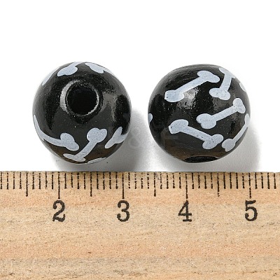 Printed Wood European Beads WOOD-G022-04D-1