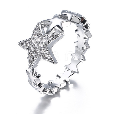 Star Brass Micro Pave Clear Cubic Zirconia Finger Rings for Women FS-WGB2D32-04-1