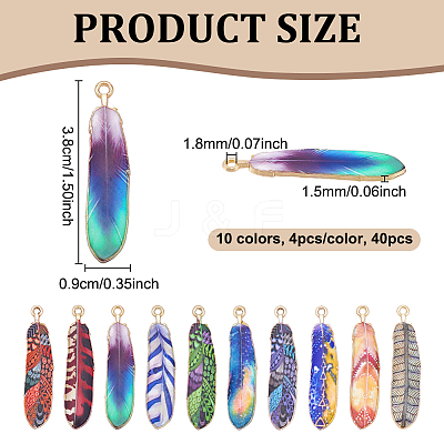 40Pcs 10 Colors Rack Plating Alloy Pendants FIND-UN0007-45-1