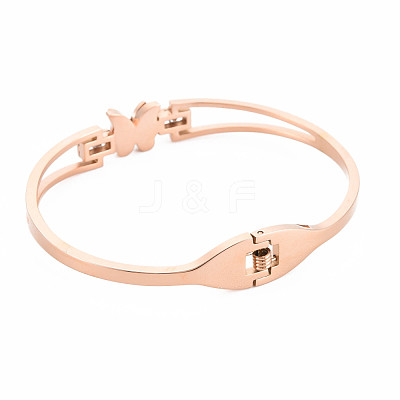 Crystal Rhinestone Butterfly Bangle BJEW-N017-019RG-1