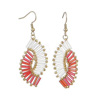 Glass Braided Beads Dangle Earrings EJEW-MZ00746-03-1