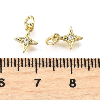 Brass Micro Pave Clear Cubic Zirconia Charms KK-V011-42G-1