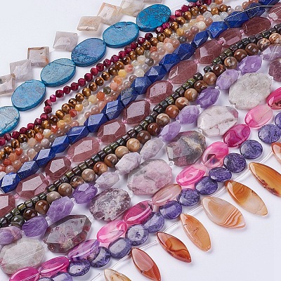 Dye Natural Gemstone Beads Strands G-XCP0007-01-1