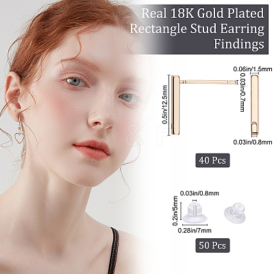 40Pcs Brass Stud Earring Findings KK-BBC0005-21G-1